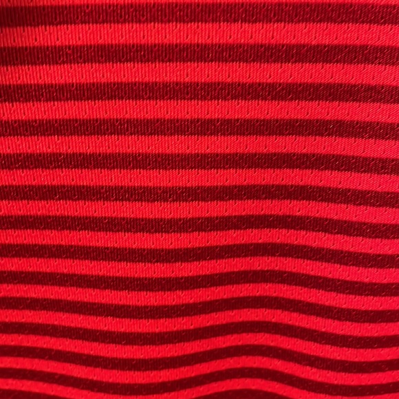 PGA Tour mens stripes power clash red orange collar golf M short sleeve shirt - Picture 3 of 4